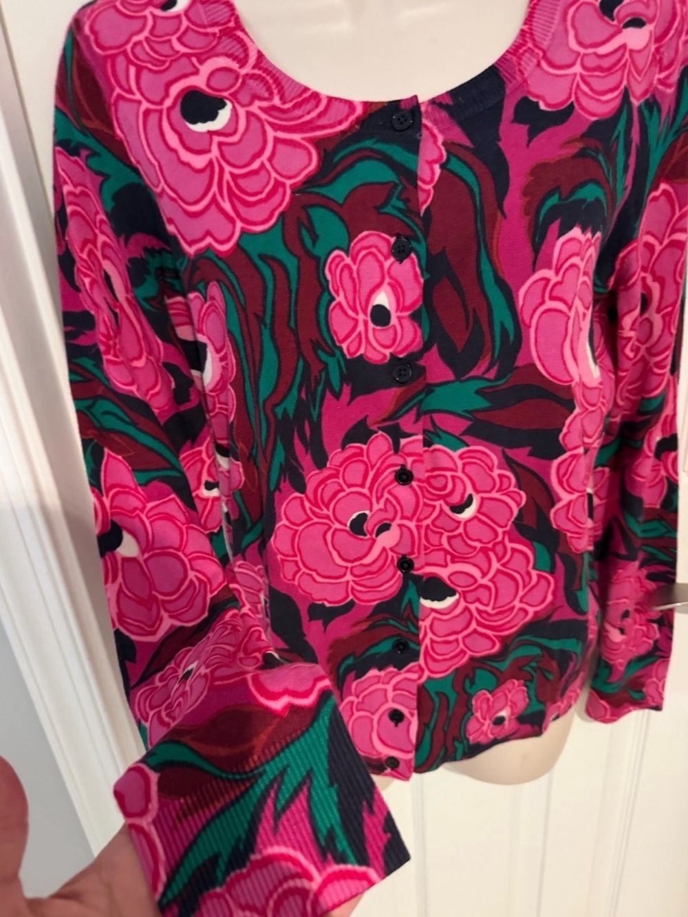 Talbots Pink Floral Button-Front Cardigan - Picture 6 of 9